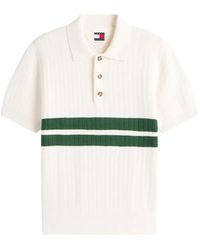 Tommy Hilfiger - Tommy Badge Stripe-Detail Rib-Knitted Polo Shirt - Lyst
