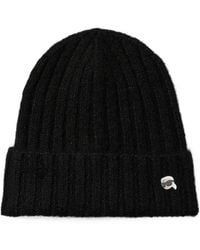 KARL LAGERFELD - Ikon Pin Beanie Hat - Lyst