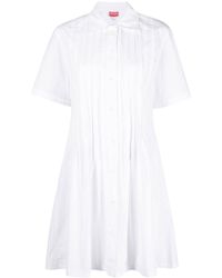KENZO - Pintuck Short Sleeve Shirt Dress - Women's - Cotton - Lyst