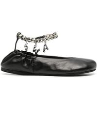 JW Anderson - Logo-Charm Leather Ballerina Shoes - Lyst