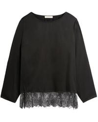 Slowear - Lace-Trim Satin Blouse - Lyst