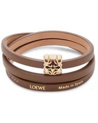 Loewe - Anagram Bombé Leather Bracelet - Lyst