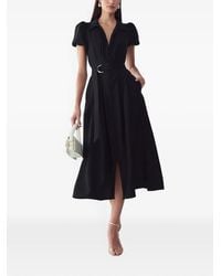 Willa - Belted Puff-Sleeve Midi Dress - Lyst
