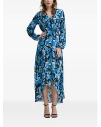 Morgan - Floral-Patterned V-Neck Midi Dress - Lyst