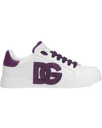 Dolce & Gabbana - Crystal-Embellished Leather Sneakers - Lyst