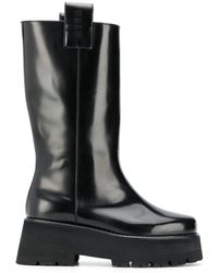 womens black calf length boots