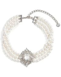 Self-Portrait - Crystal Pearl Choker - Lyst