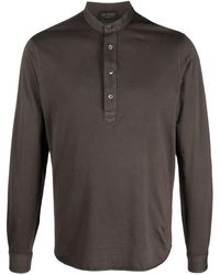 Dell'Oglio - Band-collar Cotton Polo Shirt - Lyst
