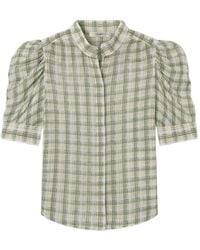 FRAME - Gillian Checked Puff-Sleeve Top - Lyst