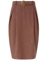 Pinko - Edwena Slim-Fitting Calf-Length Skirt With Belt - Lyst