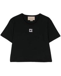 Gucci - T-shirt En Jersey De Coton Avec Cristaux - Lyst