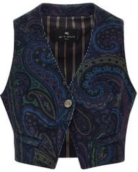 Etro - Paisley-Print Corduroy Vest - Lyst