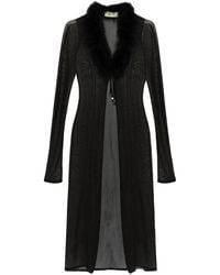 Blumarine - Abrigo con ribete de plumas - Lyst