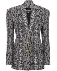 Balmain - Blazer 2-Button Con Estampado De Piel De Serpiente - Lyst