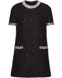 Valentino Garavani - Embroidered Tweed Minidress - Lyst