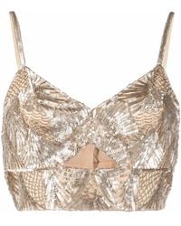 Alberta Ferretti - Top Corto Con Lentejuelas - Lyst