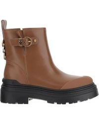 Pinko - Buckle-Detail Logo-Plaque Ankle Boots - Lyst
