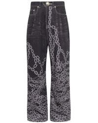 THUG CLUB - Trompe-L'Œil Chain-Print Jeans - Lyst