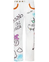 Moschino - Katoenen Broek Met Print - Lyst