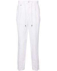 BOSS - Drawstring Linen Tapered Trousers - Lyst