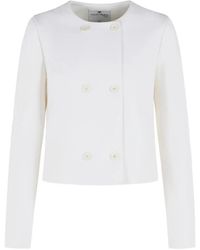 Courreges - Double-Breasted Ribbed-Panel Jacket - Lyst