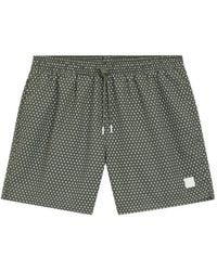 BOSS - Micro-Print Swim Shorts With Logo Badge - Lyst