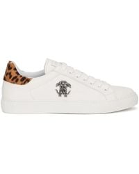 Roberto Cavalli - Leopard-Print Panel Sneakers - Lyst