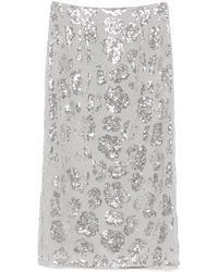 ROTATE BIRGER CHRISTENSEN - Chiffon Midi-Rok Met Pailletten - Lyst