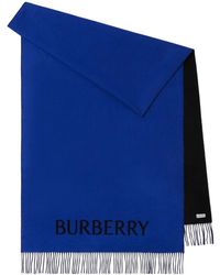 Burberry - Logo Intarsia-knit Fringe-detailing Scarf - Lyst