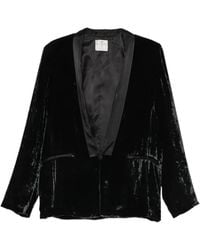 forte_forte - Crushed-Velvet Satin-Lapel Blazer - Lyst