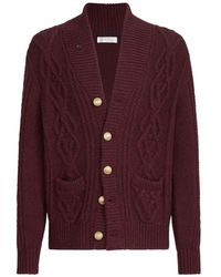 Brunello Cucinelli - Cashmere Feather-Yarn Cable-Knit Cardigan With Metal Buttons - Lyst