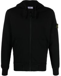 Stone Island - Logo Cotton Zipped Hoodie - Lyst