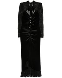 Nissa - Crystal-Detail Velvet Midi Dress - Lyst