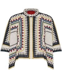 La DoubleJ - Foulard Printed Cropped Cotton Shirt - Lyst