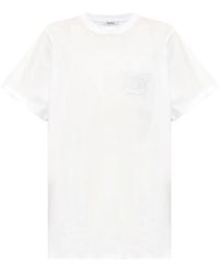 Max Mara - T-Shirt En Coton À Logo Brodé - Lyst