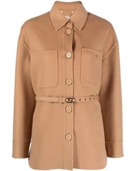 Fendi - Logo-Buckle Single-Breasted Coat - Lyst
