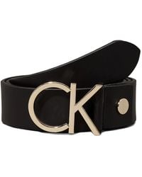 Calvin Klein - Logo-Buckle Leather Belt - Lyst