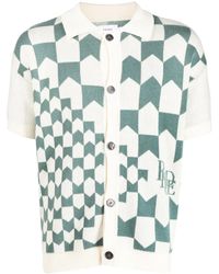 Rhude - Check-Print Knitted Polo Shirt - Lyst