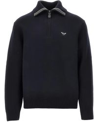 Emporio Armani - Hong Kong Capsule Collection Half-Zip Logo-Embroidered Sweater - Lyst