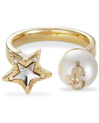 Jimmy Choo - Finish Metal Ring With Crystal Star And Pearl - Lyst