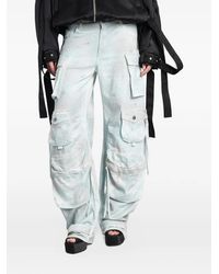The Attico - Crystal-Embellished Cargo-Pocket Jeans - Lyst