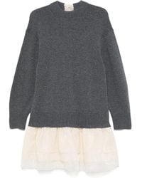Maje - Robe En Laine Et Organza - Lyst