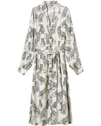 Twinset - Jaguar-Print Midi Shirt Dress - Lyst