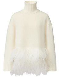 Fabiana Filippi - Ostrich-Feather-Trim Ribbed-Knit Sweater - Lyst