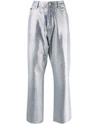 Philipp Plein - Denim Trousers High Rise Fit Full Crystal - Lyst