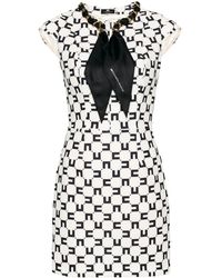 Elisabetta Franchi - Logo-print Chain-detailed Mini Dress - Lyst