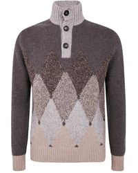 Ballantyne - Diamond-Pattern Moulinè Wool Sweater - Lyst