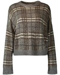 Brunello Cucinelli - Sequin-Embellished Plaid Sweater - Lyst