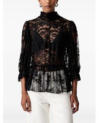 ViCOLO - Lace-Overlay Peplum Blouse - Lyst