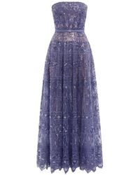 Saiid Kobeisy - Strapless Beaded-Tulle Maxi Dress - Lyst